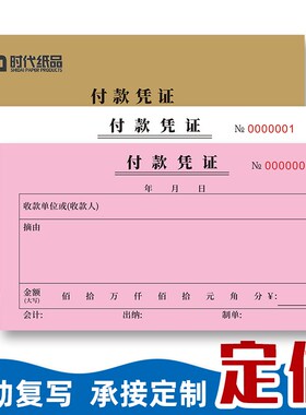 100页二联付款凭证单联付款单据凭据三联缴款交款单收款收据定制