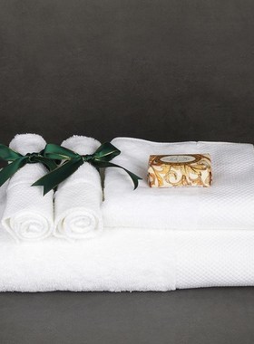 纯白毛巾浴巾方巾丝带毛巾绑带样板房酒店浴室软装饰用品摆件套装