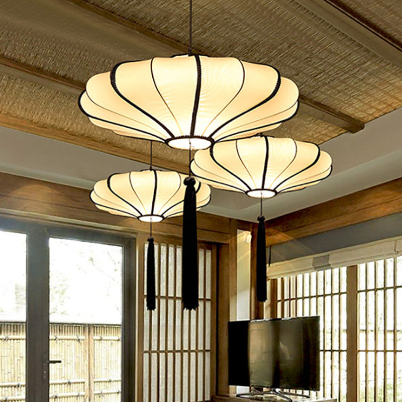 中国风现代新中式吊灯布艺客厅茶室火锅店餐厅茶楼饭店仿古灯笼灯