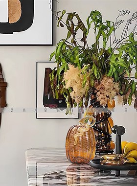 空合 现代简约玻璃缠绕花器花艺果盘 样板间酒店餐厅客厅装饰摆件