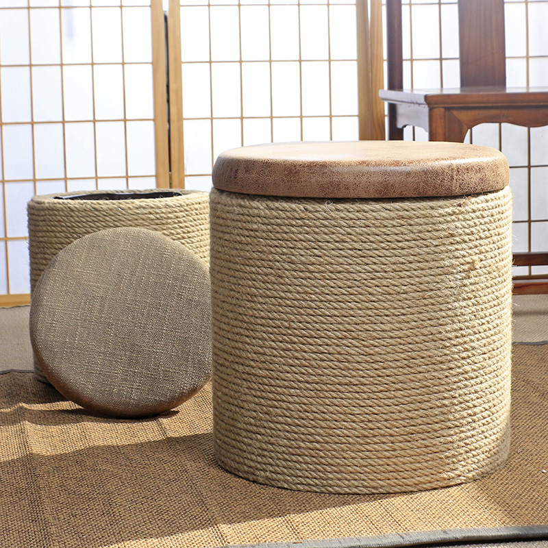 麻绳收纳凳子家用矮凳储物凳客厅脚踏凳沙发儿童小凳子门口换鞋凳