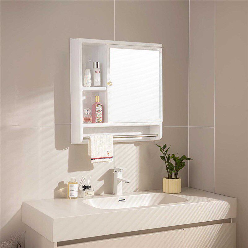 现代简约浴室柜镜挂墙式卫生间塑料镜洗手间镜子置物架收纳储物柜