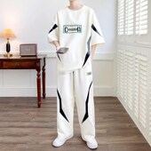 休闲运动短袖 两件装 套装 宽松加肥加大码 胖子夏季 五分袖 男士 长裤 潮