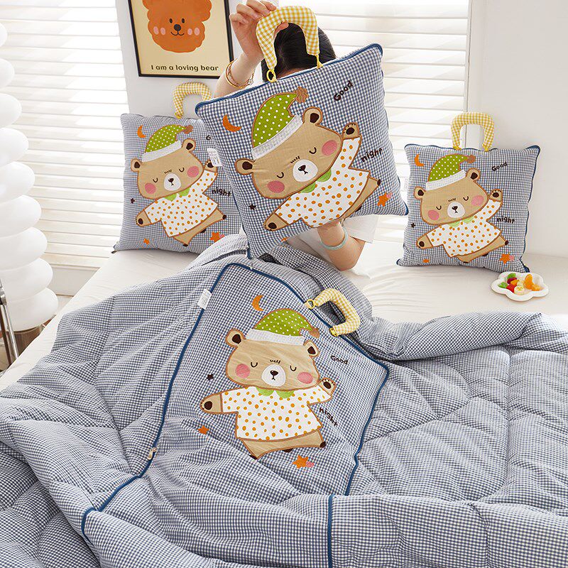全棉两用抱枕被靠垫枕头被纯棉卡通手提办公室汽车沙发午睡空调被