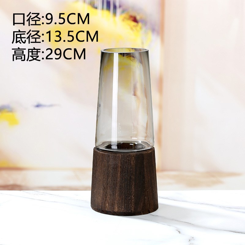 琉冠木托玻璃花瓶摆件客厅鲜x花插花透明花器水培器皿餐桌桌面装