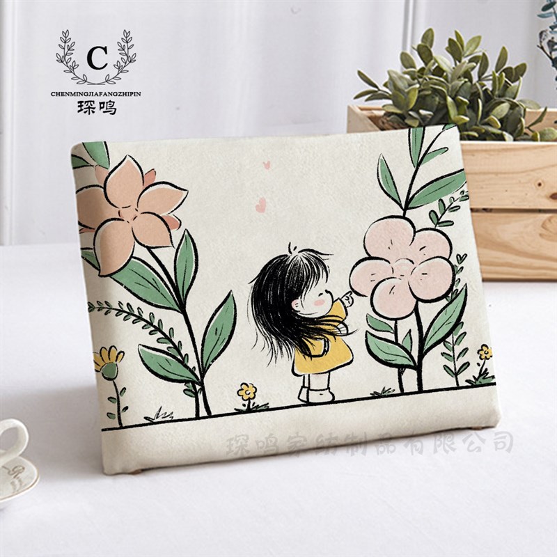 小女孩可爱励志插k画坐垫办公室久坐椅垫学生凳子餐椅记忆海绵座
