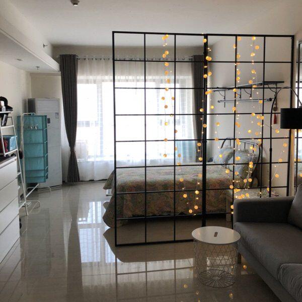 简约铁艺格子屏风隔断客厅镂空玄关定制工业风创意墙壁装饰展示架