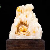 福建寿山满结晶田黄踏雪寻梅摆件客厅办公装 饰摆设原石俏色巧雕