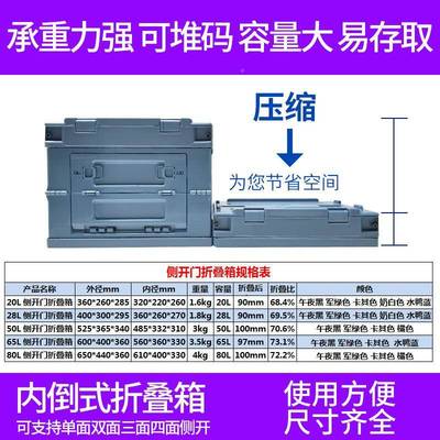 日多功物侧能开式门折叠箱塑料箱车载后备箱露营家用SDF整理收纳