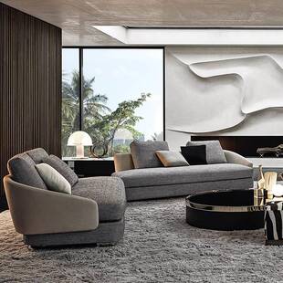 意式极简劳森沙发设计师布艺沙发布酒店民宿简约别墅客厅家具