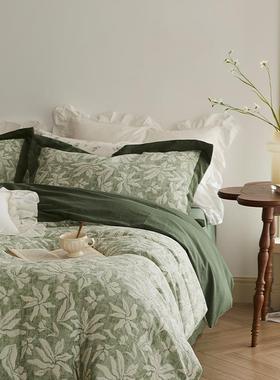 复古单yut918感丨床上四件套纯棉202新款床被绿色5春夏套季床