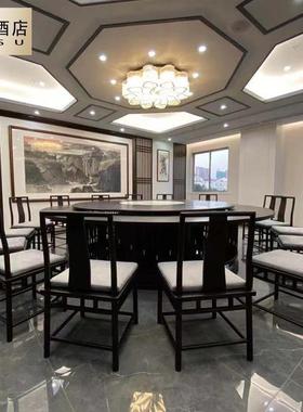 新中式实人木大圆桌圆302.2M包饭桌酒店形电动旋转餐厢桌1.8m15人