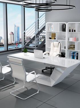 现约代时办公桌老DK26-08白色烤漆板桌简总裁桌经尚理桌椅组合主管大班台