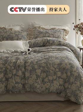 类母婴复古风AL88512双层纱四件套园全棉纯棉法式庄床单被套法A式