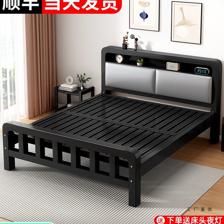 铁艺床双人床家用卧室加粗加厚加固不锈钢单人床架铁架床出租房用图片