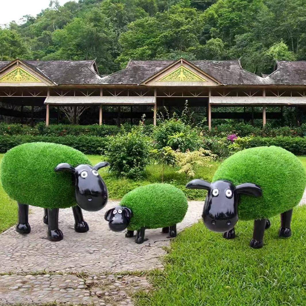 卡草皮羊玻璃钢雕塑外园林户景观小动物小区草通坪装饰摆件造Y2品