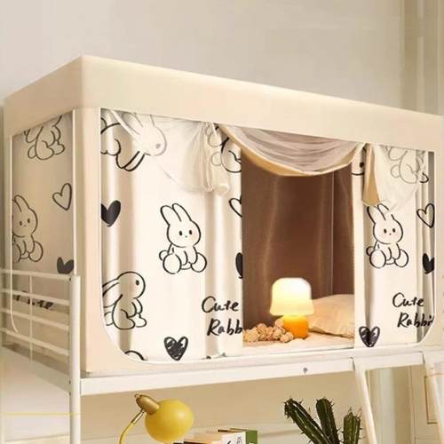 床帘遮bDs4eHpb蚊帐一帘体式宿舍上铺生带支架上下铺帘学高光低床