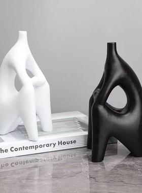 现代简黑白无头约人物雕塑树脂无人头厅摆件饰样板房售楼部客创意