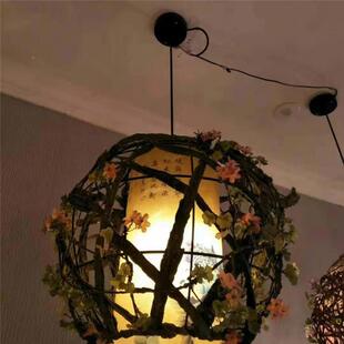 饰灯日式 吊茶室竹编藤艺美吊灯厂 田园竹YE471编吊灯餐厅藤竹装 式