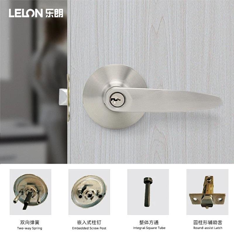 美式带锈钢执不680SS手三杆锁用替换球型锁卫生间单舌门锁钥匙房