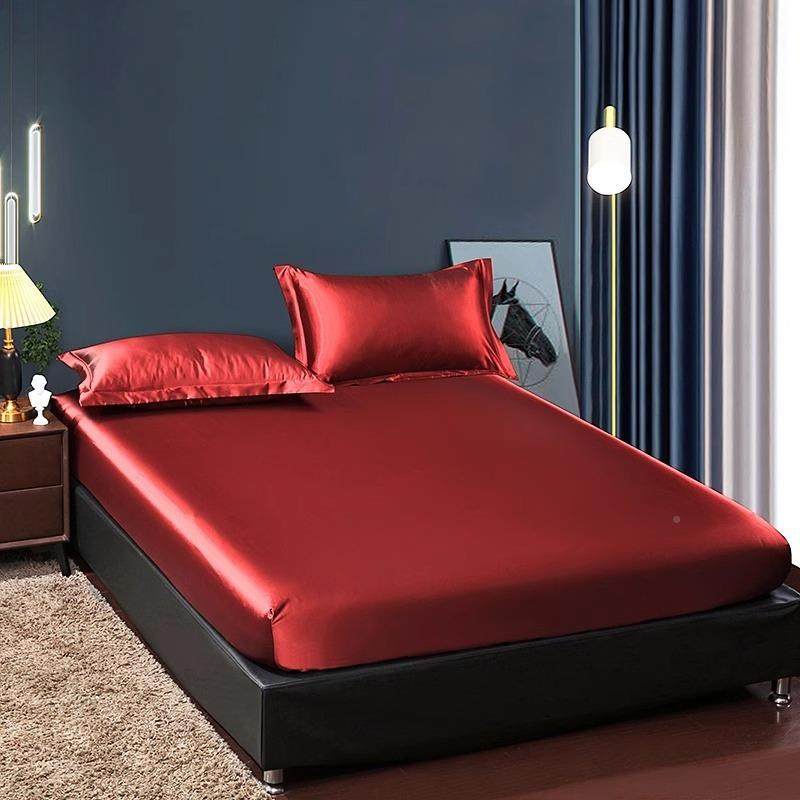 丝新婚庆绸四件套天丝结婚红床单被套冰丝大婚嫁床色上用品60夏季