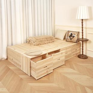 米实木榻榻木箱储纳物箱拼床长方可坐收箱加形宽拼接1床飘窗柜