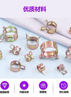 跨境260pcs盒装镀彩锌弹簧日式卡箍软管夹弹性抱箍6-25mm组合套装