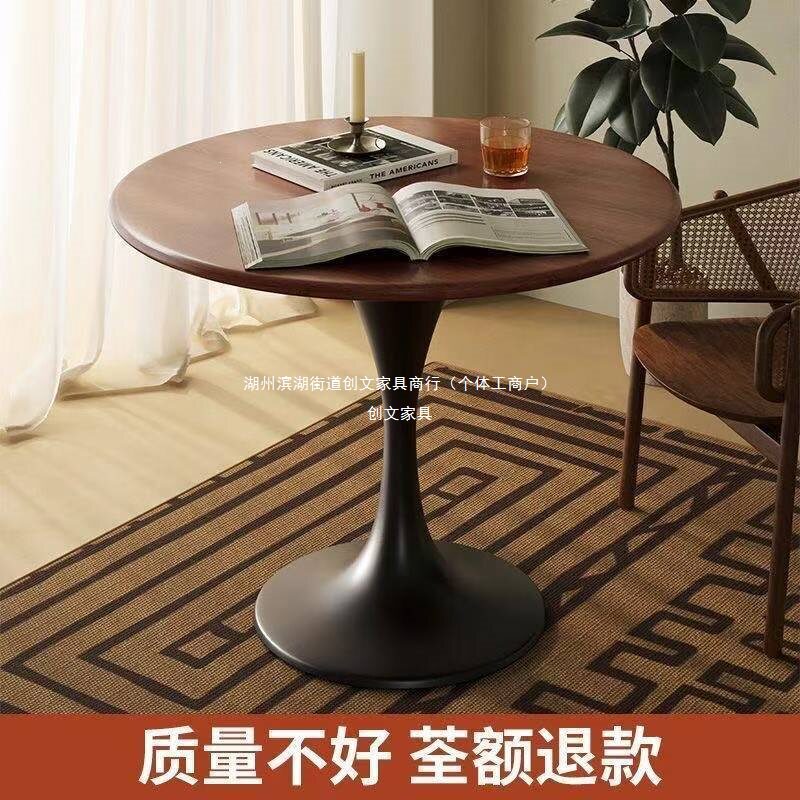 简约商用圆形桌子高档古风小桌子小户型餐桌客厅边几桌阳台小茶桌