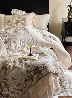 凯SM02西亚~法式古花复天丝春季床上四件套油画风被套床夏单1.8边