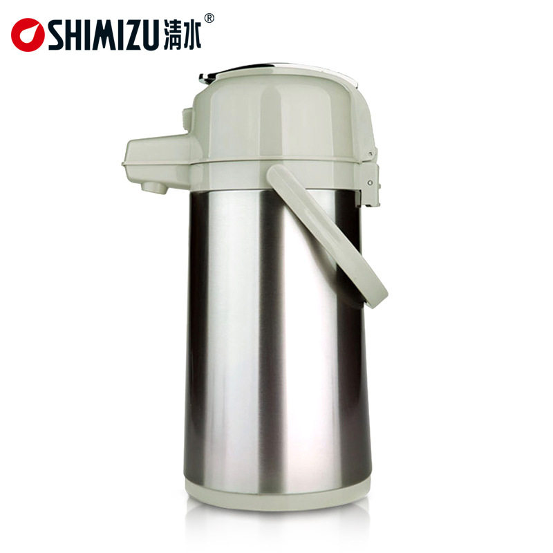 SHIMIZU/清水气压式热水瓶玻璃内胆家用暖瓶办公不锈钢保温瓶3172
