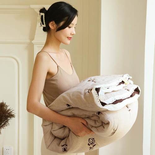 韩款版清新花小卉MY202501A类云朵纱纱泡芙被十层可机洗单双人色