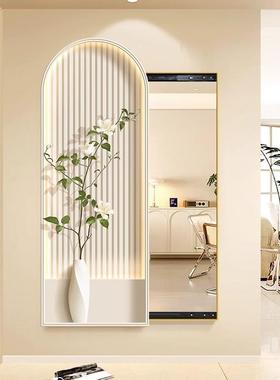奶油风闭可关衣推拉全身镜装饰画客厅玄关隐藏式穿镜挂卧画室ZA05