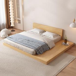 奶风榻榻米床架板RKX式 代简约1.8米人落地大床公寓油地台卧现双室