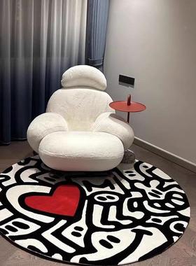 圆ali-7165形懒人沙地客厅卧室床毯衣帽边间转椅藤发椅地垫简约黑