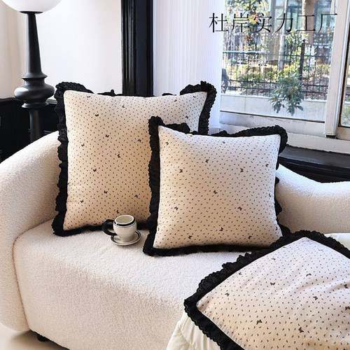 全纯棉黑花边杜岸A#88抱枕午被公室休小被子午睡休闲毯车载抱办子