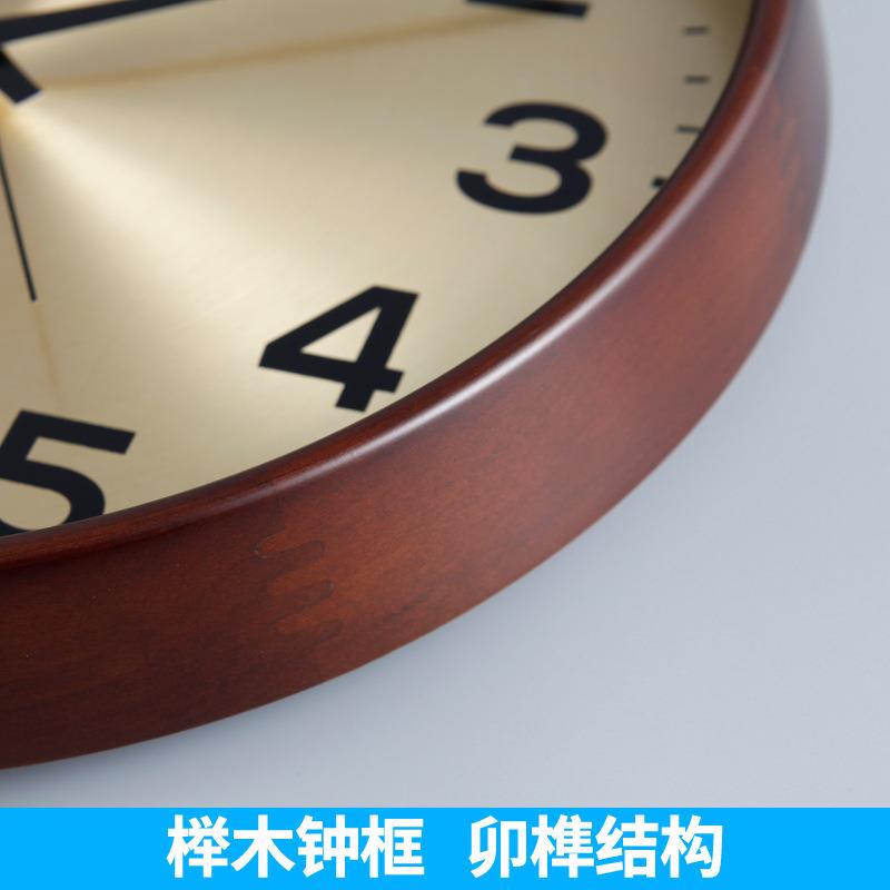 T约QJ轻奢简静EFD音实木挂钟客厅时尚时钟挂墙表石现代家卧用室英