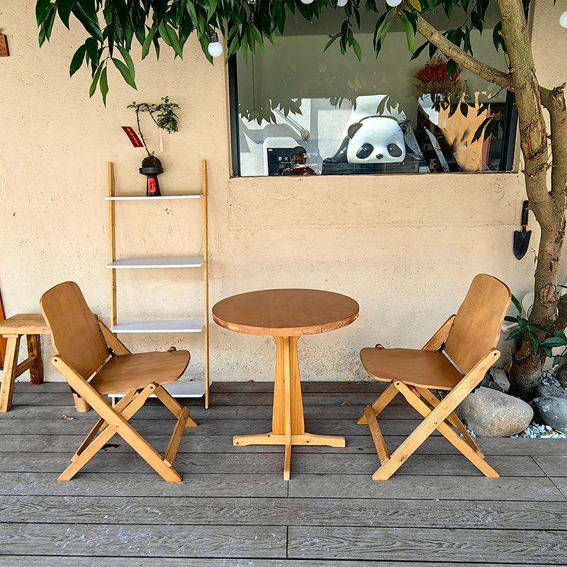 简约小户型圆桌复古实木可折叠方桌客厅阳台家用茶几餐桌咖啡