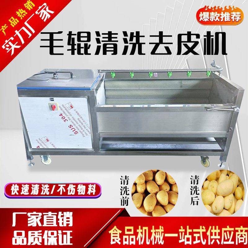 大型毛辊清洗机手剥笋春笋鲜毛笋洗姜机毛刷清洗机