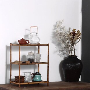 素面桌面梅鹿竹茶棚茶具收纳展示博古架茶席器物多宝格子茶收纳架