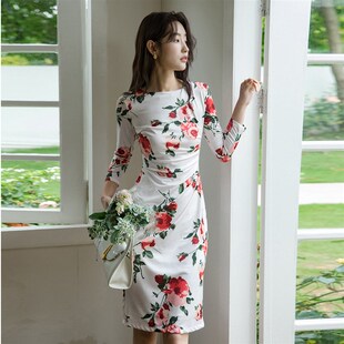 春秋新款 赫本气质白色甜美温柔高级感连衣裙御姐显瘦冰爽裙子2051