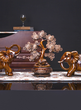 美式招财大象摆件客厅电视柜装饰品开业送礼大象摆设样板房软装