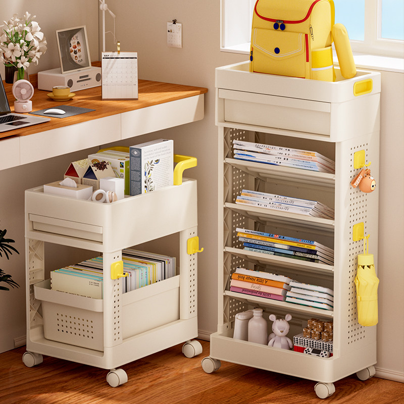 书架置物架落地可移动学生家用书包桌面收纳一体靠墙边窄简易书柜