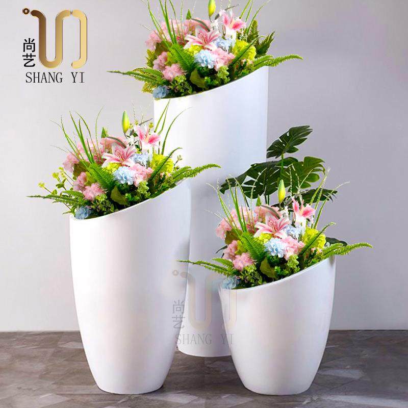 商场装饰摆件玻璃钢花盆简约斜口花钵售楼部花瓶户外组合花器美陈,商业/办公家具,其它,淘宝优惠券,粉丝福利购,淘宝优惠卷