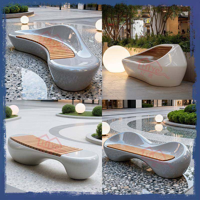 现代商业景观异形休闲座椅玻璃钢实木结合艺术造型户外公共长椅,商业/办公家具,其它,淘宝优惠券,粉丝福利购,淘宝优惠卷