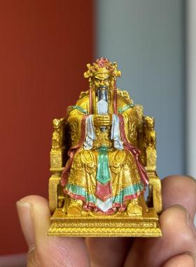 【现货】五台山广济寺龙五爷菩萨护法财神纯铜彩绘实心迷你摆件