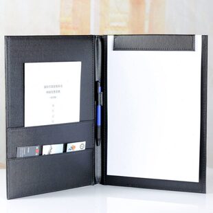 合同文件夹 A4签约本皮质黑色会议垫经理夹定制 商务办公用品 欧式