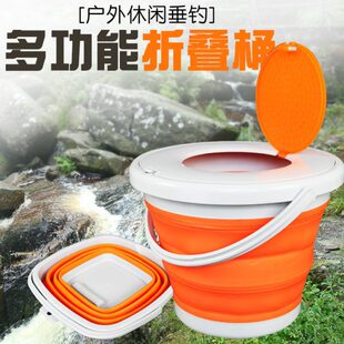 收缩桶硅胶伸缩桶可折叠打水桶有盖便携式多功能带盖户外钓鱼桶