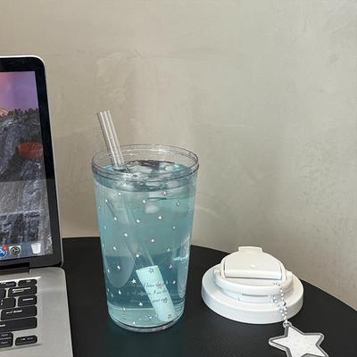 原创星星母婴级Tritan材质塑料吸管水杯便携户外随手杯子直饮礼物