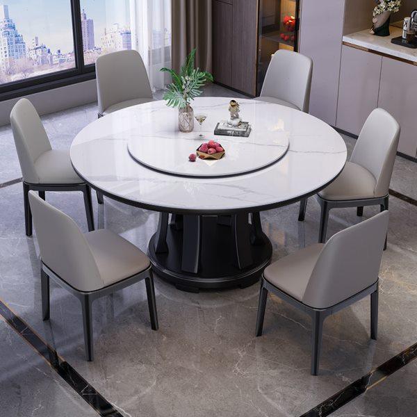 岩板餐桌椅组合现代简约轻奢实木圆桌带转盘家用小户型圆形饭桌,住宅家具,岩板餐桌,淘宝优惠券,粉丝福利购,淘宝优惠卷