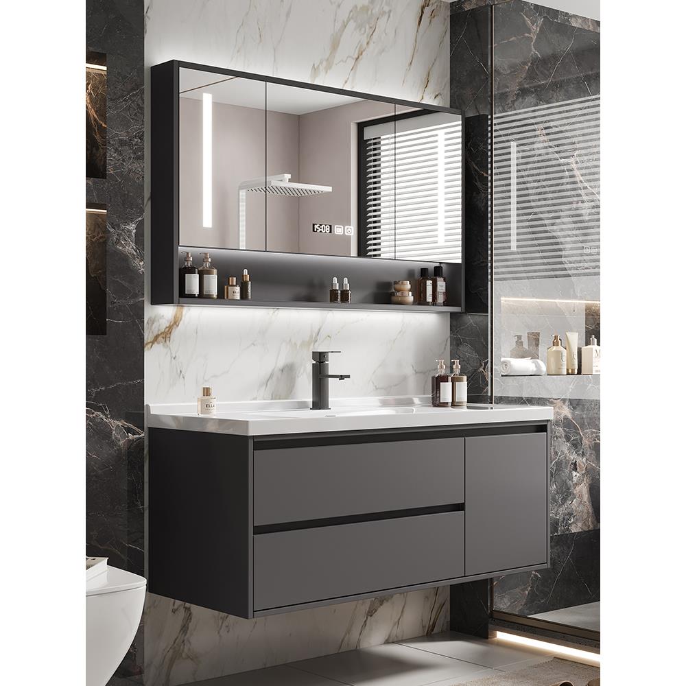 浴室柜组合一体盆陶瓷智能轻奢洗手盆洗脸池卫生间简约洗漱台盆柜